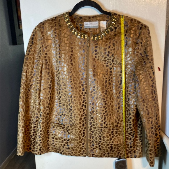 Alfred Dunner Jackets & Blazers - Alfred Dunner Brown and Gold Blazer with Leopard Print